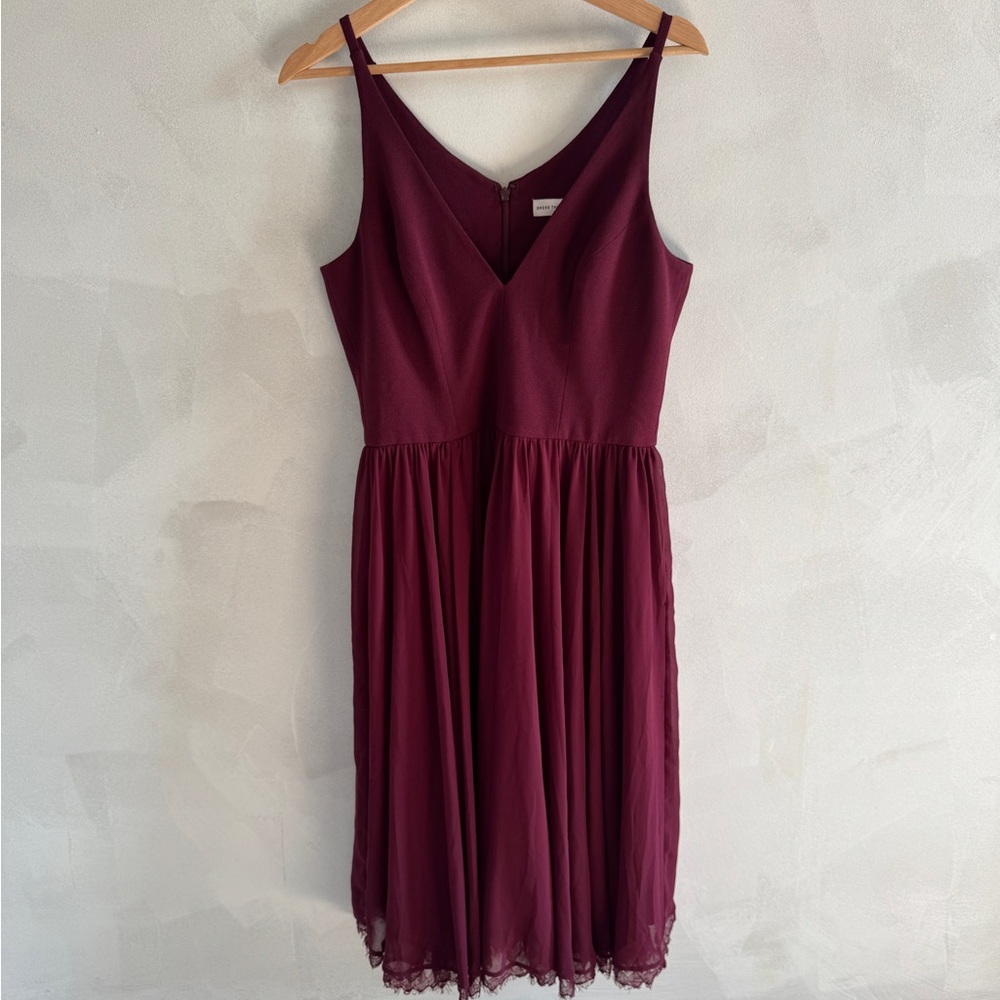 Dress the Population Burgundy Midi Dress with Lace Hem